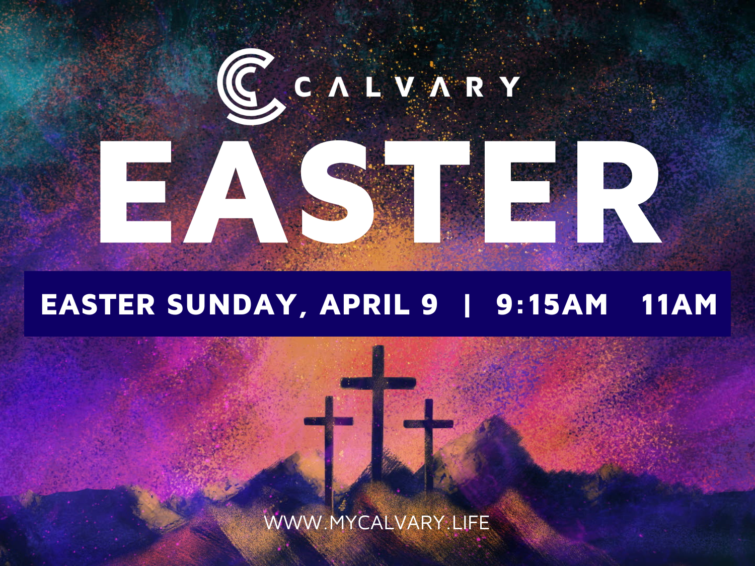 Easter Sunday Service web calendar graphic.
